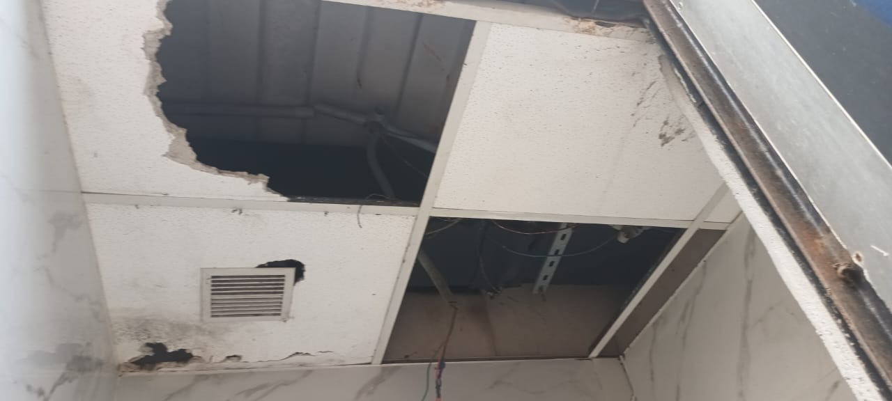 Damaged ceiling · Before section, 9 September 2024