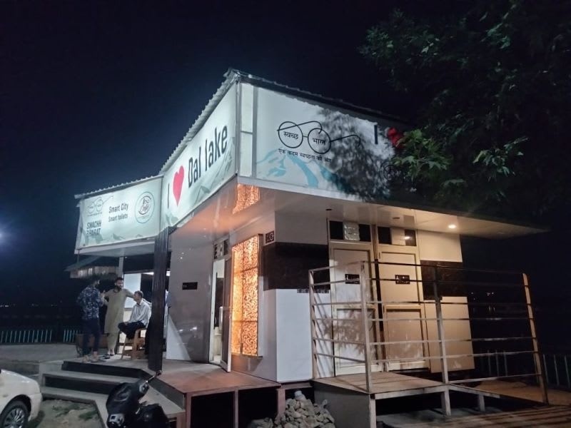 Dal Lake, Srinagar · Night-time frontage